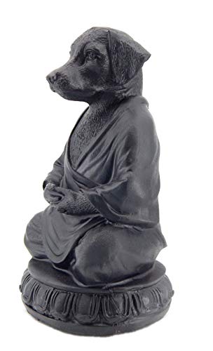 Bellaa 29608 Meditating Dog Statue Cute Zen Buddha Yoga Pose Monk Namaste Mindfulness Tranquility Peacefulness Indoor Living Room Decor Outdoor Fairy Garden Sculpture Gnome Figurine