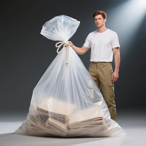 Extra Large Plastic Bags 59 x 71 Inch Clear Moving Plastic Appliance Storage Bags Perfect for Moistureproof, Dustproof, Luggage, Kids Bike, Big Plush Toys, Equipments and More (5 pack) - size: 59 x 71"
