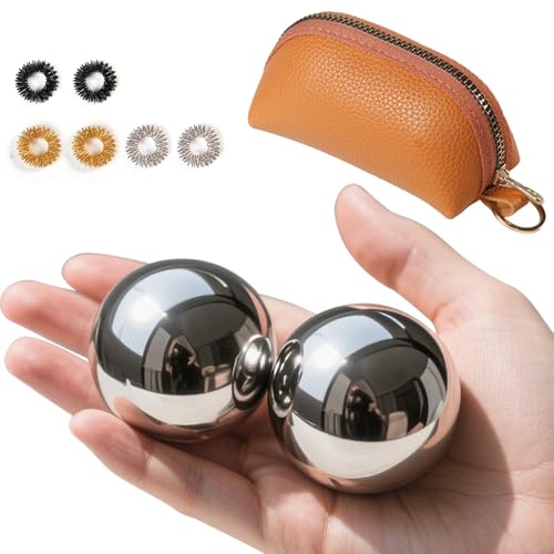 Baoding Balls 2.1 Inch Stainless Steel Meditation Balls, Hand Exercise Massage Balls for Home Office Exercise, Stress Relief, Anxiety Reduction (Without Bell Sound) - size: 2.1 Inch (without bell sound)