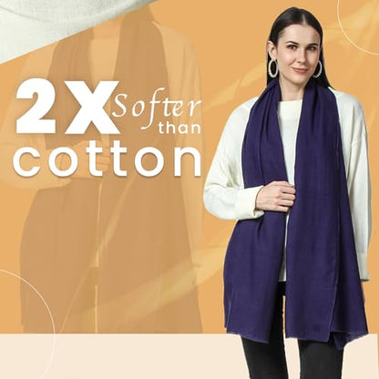100% Himalayan Cashmere Wrap | Lightweight Cashmere Scarf | Ultra Thin Kashmiri Pashmina Shawl | Ideal For Travel - color: Navy
