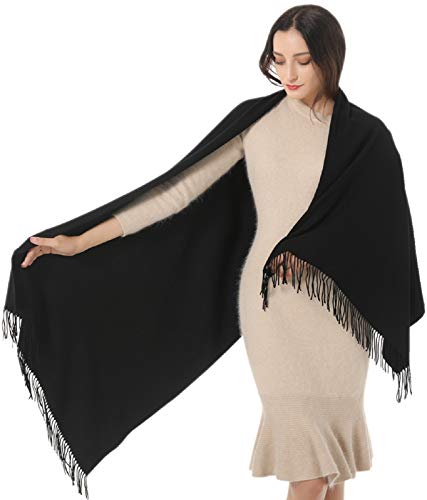 TwoYek Womens Scarf Pashmina Shawls and Wraps for Evening Dress Wedding Bridesmaid Gift - color: Black