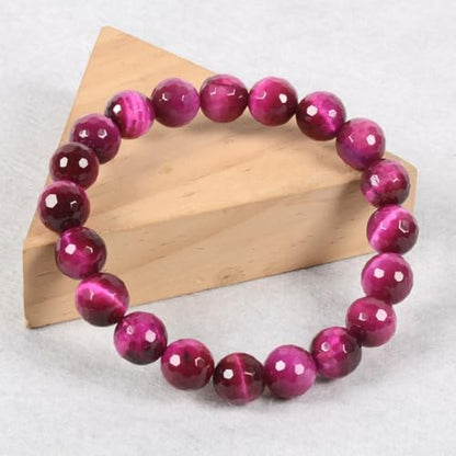 Justinstones Gemstone Crystals Chakra Beads Bracelet Crystal Healing 10mm Round Stretchable Bracelet for Her Gift - color: Faceted Dyed Rose Tiger Eye