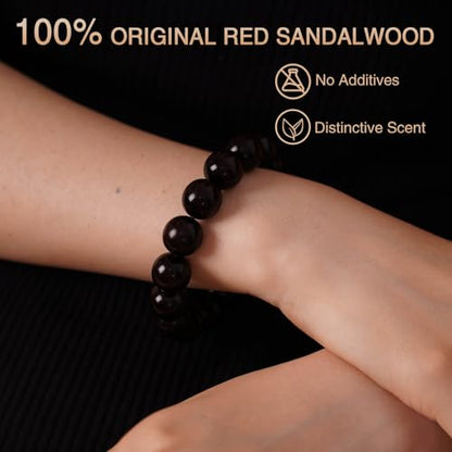 Meditaiton Men Beaded Bracelets, Handmade Sandalwood Mala Beads, Buddhist Prayer Red Wood Bracelets, Comfortable for Daily Wear Yoga Gift for Men - color: 15mm Bead