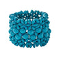 Zian Bohemian Wooden Beaded Bracelets for Women Handmade Colorful Wide Chunky Elastic Stretch Bracelets Boho Wristband Summer Beach Jewelry - color: Blue
