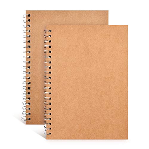 KeLiTi Blank Spiral Notebook with Soft Cover,Blank Journal,Blank Sketch Book Pad, Wirebound Notebook Planner Memo Notepads Diary with Unlined Paper,100 Pages/ 50 Sheets, 7.5 inch x 5.1 inch (Brown)
