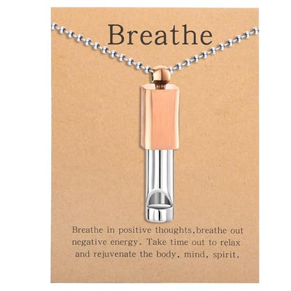 Anxiety Whistle Frequency Healing Devices Mindfulness Breathing Necklace Meditation Stress Relief Tuning Tool Outdoor Emergency Life Saving Tools Jewelry Gift for Women Men