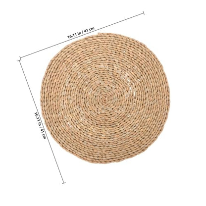 Woven Meditation Floor Cushion 40x40cm Handmade Zabuton Seat Pad Natural Straw Mat for Yoga, Zen Sitting, Bedroom, and Home Decor