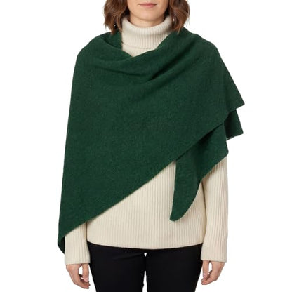 RIIQIICHY Shawl Wrap Women Pashmina Triangle Cape Knit Sweater Scarf for Fall Winter Fashion Accessory - color: Dark Green