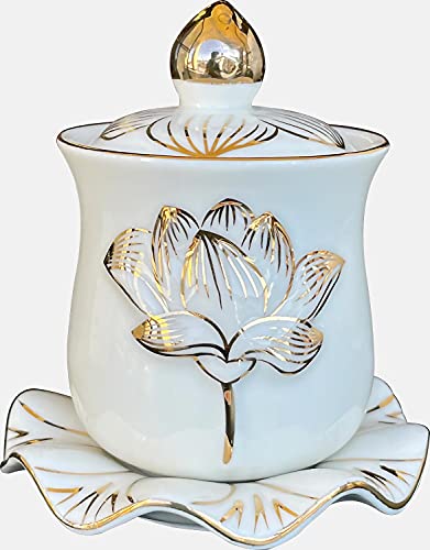 Houlu Ceramic Altar Cup, Holy Water Offering Cup - White - color: White