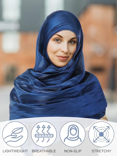 Geyoga Women's Scarf Shawls and Wraps for Evening Dress Fashion Scarf for Wedding Bridesmaid Ramadan Gifts - color: Dark Blue