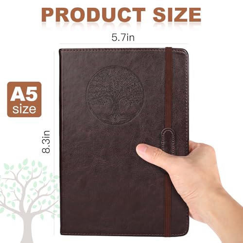 Journal for Women Men, Lined Journaling Notebooks A5 5.7X 8.3 in, Hardcover Leather Journal Diary 160 Pages, Journals for Writing, Travel, Business, Home & School (Black) - color: Black
