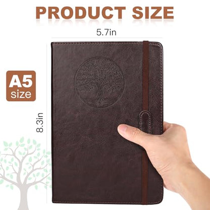 Journal for Women Men, Lined Journaling Notebooks A5 5.7X 8.3 in, Hardcover Leather Journal Diary 160 Pages, Journals for Writing, Travel, Business, Home & School (Black) - color: Black