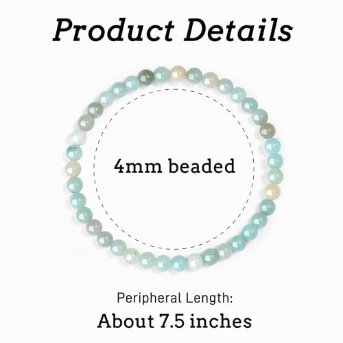 MAIBAOTA Healing Crystal Bracelet for Women Men, 8/4 mm Natural Stone Beaded Bracelets, Jewelry Birthday Gifts, Round Gemstones Stretch Bracelets - color: Multi-Amazonite, size: 4 mm