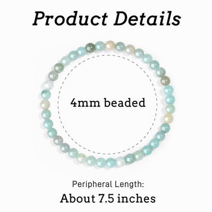 MAIBAOTA Healing Crystal Bracelet for Women Men, 8/4 mm Natural Stone Beaded Bracelets, Jewelry Birthday Gifts, Round Gemstones Stretch Bracelets - color: Multi-Amazonite, size: 4 mm
