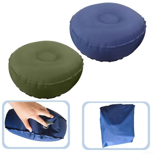 Inflatable Yoga Cushion, Portable Meditation Seat, 40D Nylon, Wear-Resisting, Quick Inflate Valve, 16x16x6 Inch, for Yoga, Fitness, Travel, Camping, (Olive green) - color: Olive green