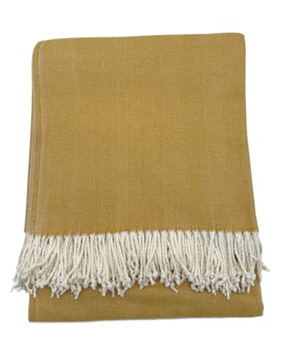 Alashan Cotton Acrylic Adirondack Herringbone Woven Throw (Pineapple) - color: Pineapple