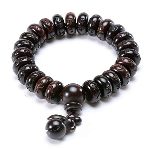 Tibetan Buddhist Mala Buddha Bracelet Natural Wood Bead Bracelet Om Meditation Yoga Prayer Bracelets - color: 15mm, size: 15mm