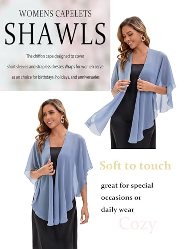Baoqiya Chiffon Shawl Evening Scarf Shawls and Wraps for Women Wedding Party Bridal Scarves Cover Ups - color: Blue Grey