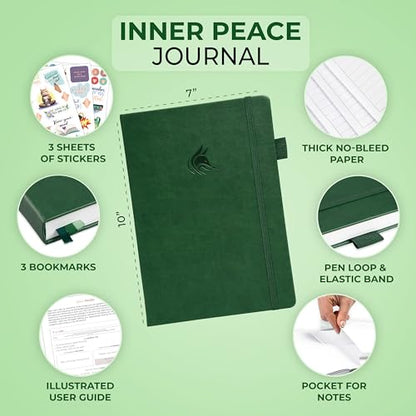 Clever Fox Inner Peace Journal – Guided Stress & Anxiety Relief Journal with Prompts – Healing & Self-Discovery Notebook for Women & Men (Forest Green) - color: Forest Green