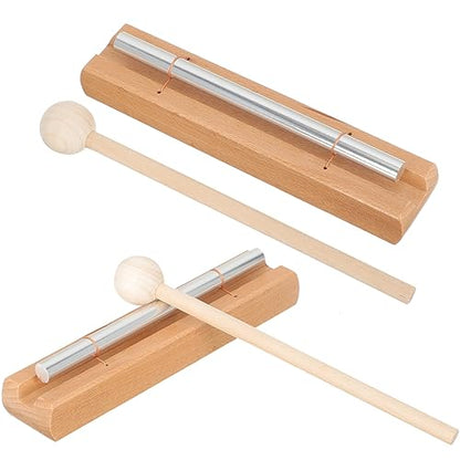 Generic 2-Pack Meditation Chime Hand Bells for Mindfulness Classroom Percussion Instruments Mallets for Yoga Prayer and Sound Therapy