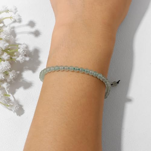 Crystal Bracelet for Women 4mm Adjustable Braided Natural Stone Bracelets Handmade Beaded Bracelets Gemstone Bracelet Healing Crystal Bracelet Crystal Jewelry for Women - style: jade