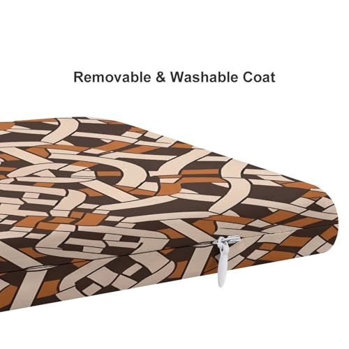 Brown Geometric Pattern Degrees of Comfort Meditation Floor Pillow, Square Large Pillows Seating for Adults, Tufted Corduroy Cushions for Outdoor Yoga Tatami Fireplace Living Room 15x15 Inch