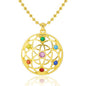 Flower of Life Necklace: 18K Gold Plated Sacred Geometry Buddhist Chakra Mandala with Diamond Pendant Necklaces Yoga Spiritual Amulet Jewelry Meditation Gift for Women Men - color: gold