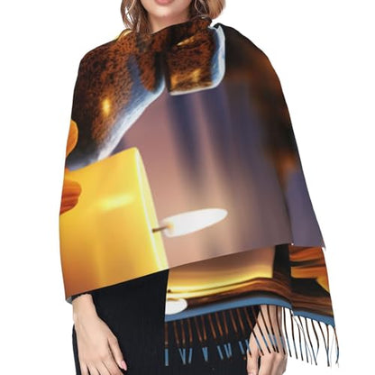Candles Meditation Stones Winter Scarfs For Women Soft Long Warm Tassels Scarf Fashion Oversized Shawl Scarves Wraps