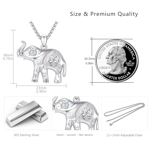 Evil Eye Necklace for Women 925 Sterling Silver, Protection Necklace with Blue Evil Eye Charm, Evil Eye/Lotus Pendant Jewelry, Birthday Christmas Gifts for Her - style: Elephant with Evil Eye Necklacse