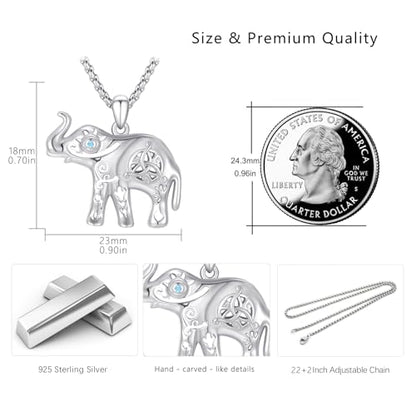 Evil Eye Necklace for Women 925 Sterling Silver, Protection Necklace with Blue Evil Eye Charm, Evil Eye/Lotus Pendant Jewelry, Birthday Christmas Gifts for Her - style: Elephant with Evil Eye Necklacse