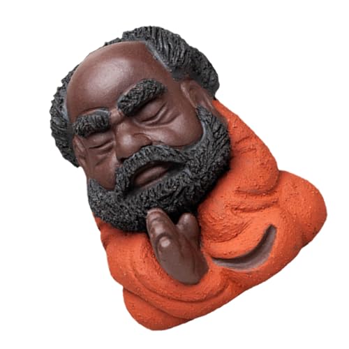 ULTECHNOVO Bodhidharma Desktop Ornament Purple Clay Zen Sculpture Tea Table Decoration Home Décor Accent for Meditation and Indoor Display