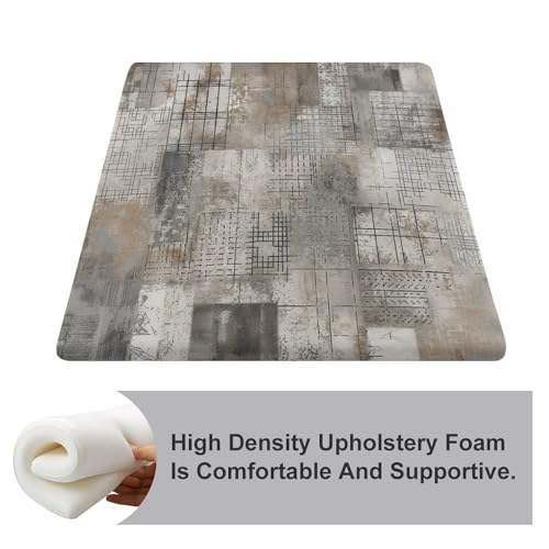 Gray and White Degrees of Comfort Meditation Floor Pillow, Square Large Pillows Seating for Adults, Tufted Corduroy Cushions for Outdoor Yoga Tatami Fireplace Living Room 15x15 Inch