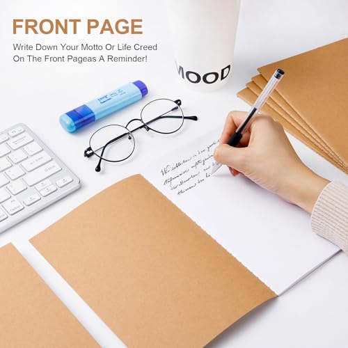 30PCS A5 Blank Kraft Notebooks Bulk, 8.3x5.5inch Unlined Paper Composition Notebook, 60 Pages Travel Journal Notebook Set for Work, School, Student,Kids and Writing