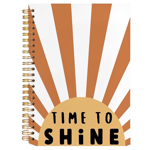 BearCake Boho Sun Inspirational Notebook Journal, Time to Shine Motivational Journal for Women, Boho Office Supplies, Brown and White Sunshine Hardcover Spiral Notebook 5.5x8.3 - color: physiotherapy-boho time