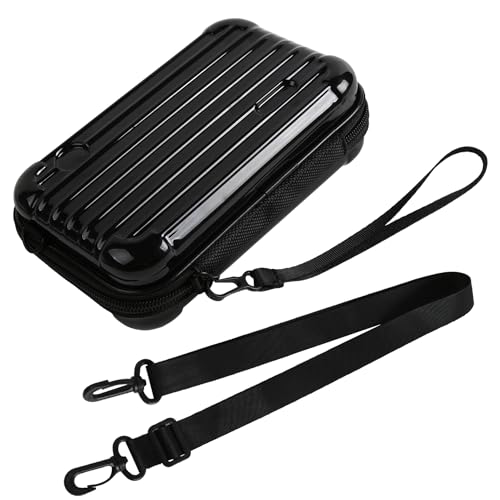 Black Hard Shell Cosmetics Case Carrying Hard Bag for Toiletry Storage Cross Body Bag with Shoulder Strap for Detachable Grip Rope and Shoulder Strap for Travel - color: Black