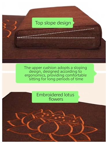 Meditation Cushion Set - Meditation Pillow Rectangular Mat and Meditation Mat for Sitting Meditation and Yoga(Size:70x70cm(28x28inch),Color:Earthy Yellow-2)