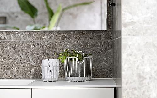 Zone Denmark Inu Basket - Stylish and Functional Storage for Kitchen, Bathroom, Children's Room, and Home Office - Powder-coated steel - 4.1" x 5.3" inches - X-Small - Soft Grey - color: Soft Gray
