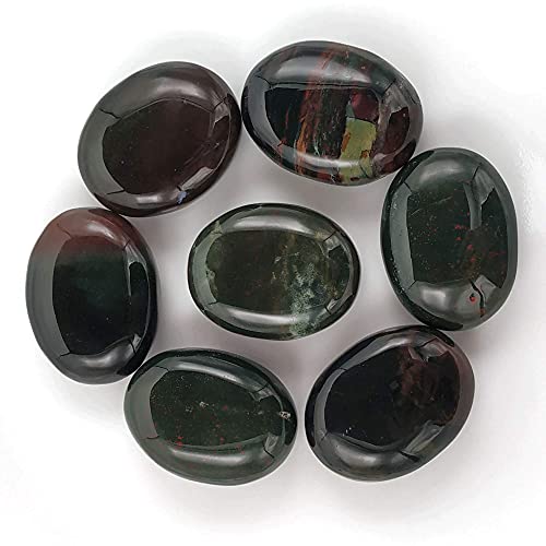 Amazing Gemstone Bloodstone Crystals and Healing Stones - Large Palm Stone Crystals Piedra - Crystal for Good Luck, Balanced Positive Energy, Meditation - Unique Stocking Stuffers and Gifts for Women - color: Bloodstone