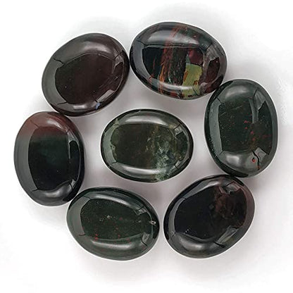 Amazing Gemstone Bloodstone Crystals and Healing Stones - Large Palm Stone Crystals Piedra - Crystal for Good Luck, Balanced Positive Energy, Meditation - Unique Stocking Stuffers and Gifts for Women - color: Bloodstone