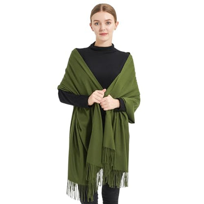 Ciormis Pashmina Scarf for Women, Soft Pashminas Shawls and Wraps for Evening Dresses, Wedding Bride Bridesmaid Shawls Scarf - color: Dark Green