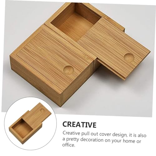 FOMIYES Bamboo Pull-out Lid Storage Box Decorative Jewelry Organizer Desktop Storage Solution for Home and Office Natural Finish Practical Design