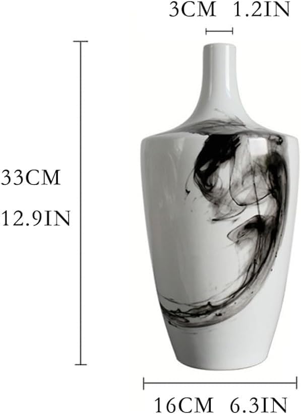 Vase Desktop Modern Chinese Ink Ceramic Entrance Arrangement Desktop Decoration Zen Ornament for Decor