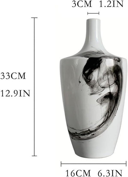 Vase Desktop Modern Chinese Ink Ceramic Entrance Arrangement Desktop Decoration Zen Ornament for Decor