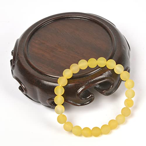 Justinstones Gem Semi Precious Gemstone 8mm Round Beads Stretch Bracelet 7 Inch Unisex - color: Frosted Yellow Agate