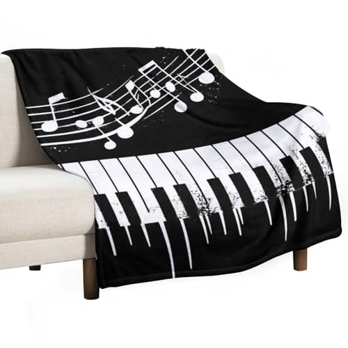 Women's Soft All Seasons Blanket, Soft Cozy Flannel Blanket, Black and White Piano Keys with Musical Notes Fashion Room Decor Sofa Couch Cover - color: Color59, size: 30"x40"