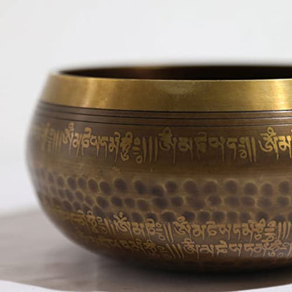 Singing Bowl Sound Bowl Yoga Meditation Meditation Bowl Sanskrit Bowl Copper Chime Bowl Ornament for Meditation Relaxation，12.4cm - size: 12.4cm