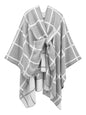 Women's Elegant Shawl Wraps, Soft Open Front Poncho Cape, Reversible Casual Cardigan Shawls for Gift Travel - color: Lightgray-white/Gray-white