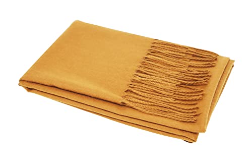 Ocomfly 100% Pashmina Scarf for Women - Premium Womens Scarves - Gift Boxed - Shawls or Wraps - Ultra Soft and Warm - color: Gold