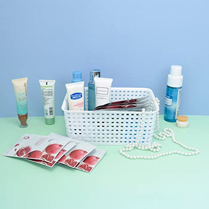 Plastic Woven Baskets for Organizing, 6 Packs, White Storage Baskets For Desktop Shelves