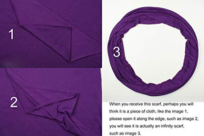 corciova Black Soft Girl Women Infinity Wrap Scarf Stretchy Jersey Knit Sleep Head Circle Scarf Continuous Loop Light Weight - color: 106 Purple